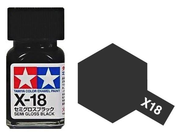 Tamiya Color Enamel Paint X-18 Semi Gloss Black