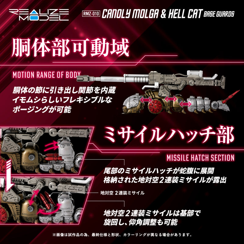 Kotobukiya x Takara Tomy 1/100 Realize Model Zoids RMZ-010 Cannoly Molga & Hell Cat Base Guards