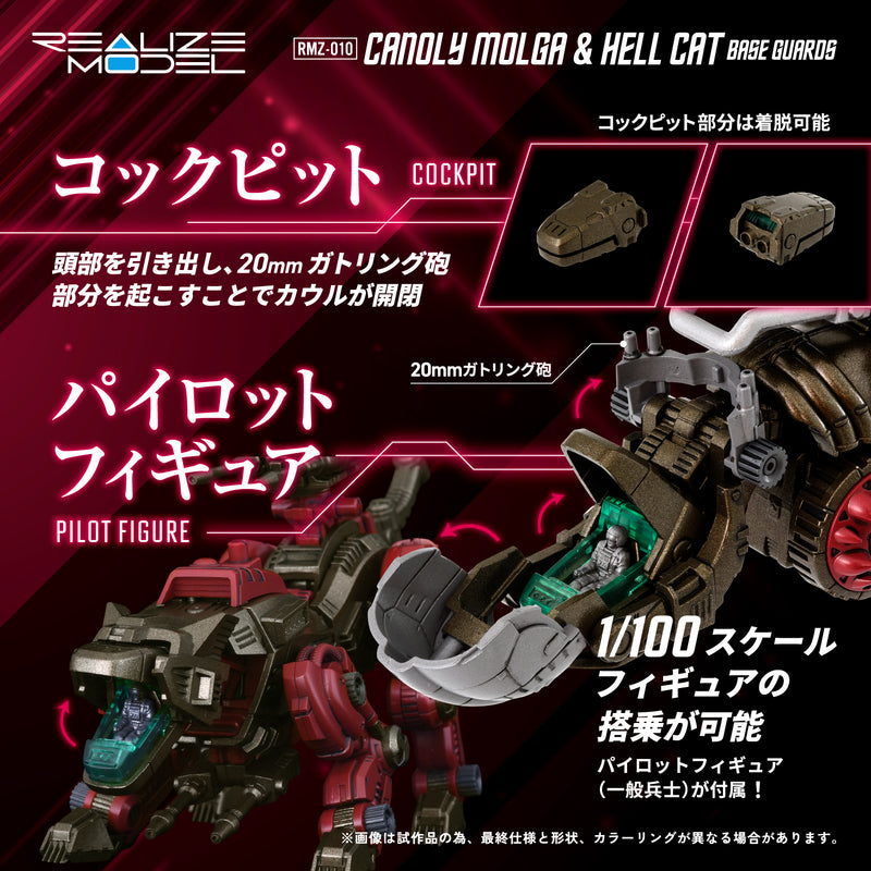 Kotobukiya x Takara Tomy 1/100 Realize Model Zoids RMZ-010 Cannoly Molga & Hell Cat Base Guards
