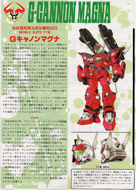 Mobile Suit Gundam Silhouette Formula 91 1/100 F-71B G-Cannon Magna