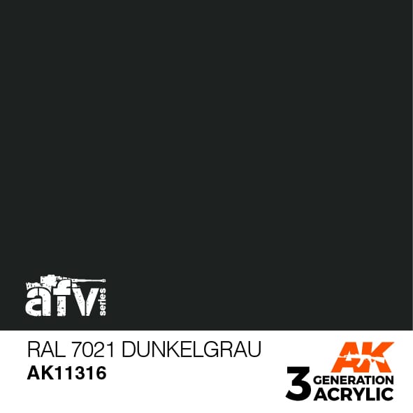 AK Interactive AK11316 3rd Gen Acrylic RAL 7021 Dunkelgrau - AFV