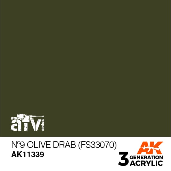 AK Interactive AK11339 3rd Gen Acrylic No9 Olive Drab (FS33070) - AFV