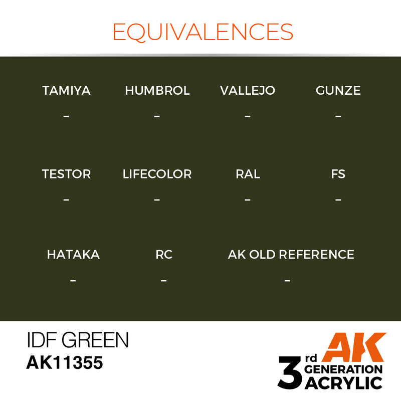 AK Interactive AK11355 3rd Gen Acrylic IDF Green - AFV
