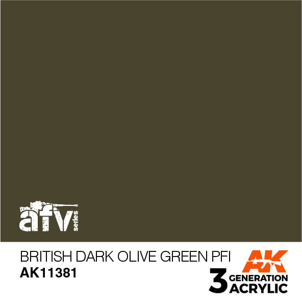 AK Interactive AK11381 3rd Gen Acrylic British Dark Olive Green PFI - AFV