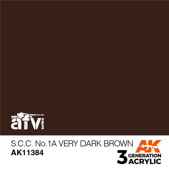 AK Interactive AK11384 3rd Gen Acrylic S.C.C. No.1A Very Dark Brown - AFV