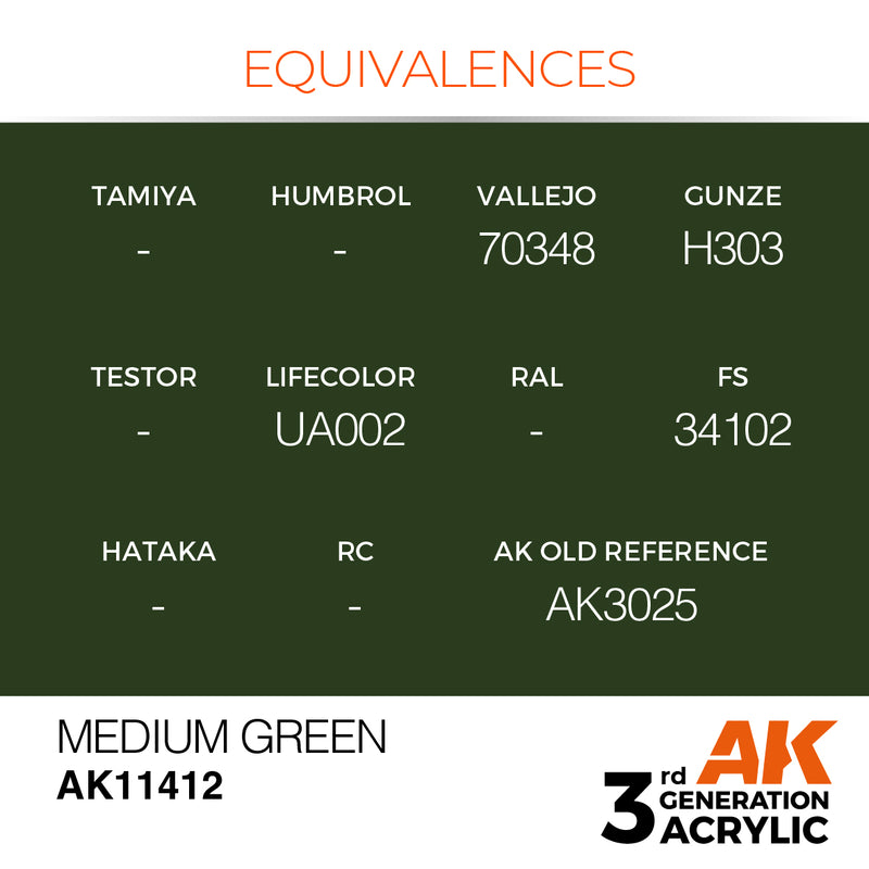 AK Interactive 3GEN Acrylic FIGURE - AK11412 Medium Green