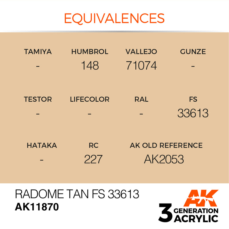 AK Interactive 3GEN Acrylic AIR - AK11870 Radome Tan FS 33613