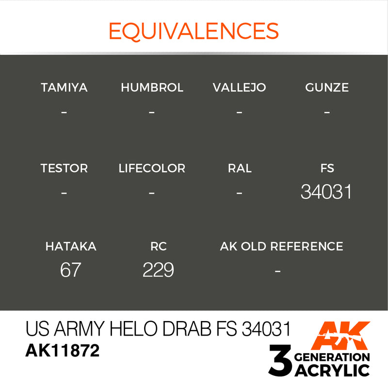 AK Interactive 3GEN Acrylic AIR - AK11872 US Army Helo Drab FS 34031