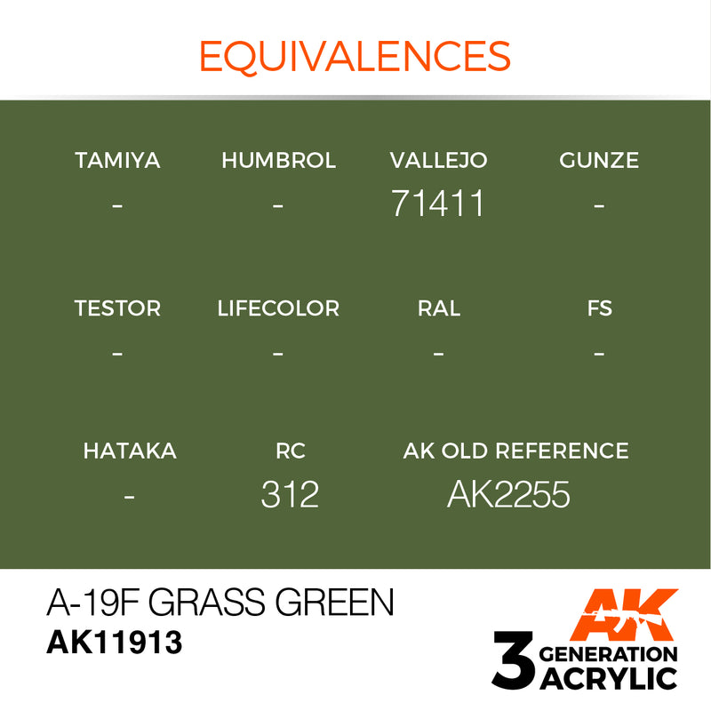AK Interactive 3GEN Acrylic AIR - AK11913 A-19f Grass Green