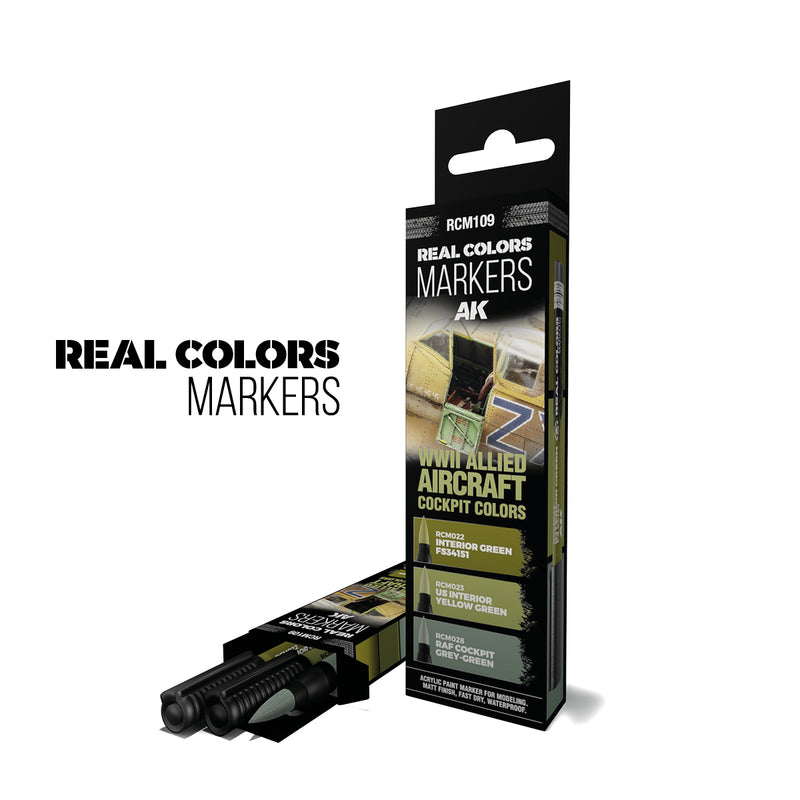 AK Interactive Real Color Markers Set - RCM109 WWII Allied Aircraft Cockpit Colors