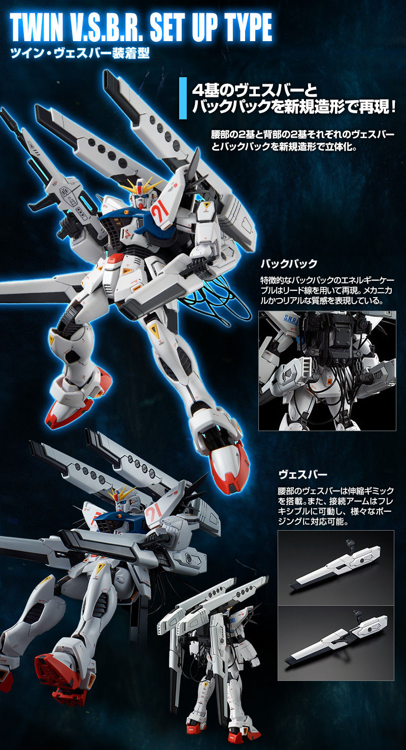 Premium Bandai Master Grade (MG) 1/100 F91 Gundam F91 Ver 2.0 Back Canon Type & Twin V.S.B.R. Set Up Type