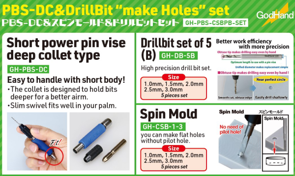 GodHand PBS-DC & Drill Bit "Make Holes" Set [Limited/Special Pricing] (GH-PBS-CSBDB-SET)