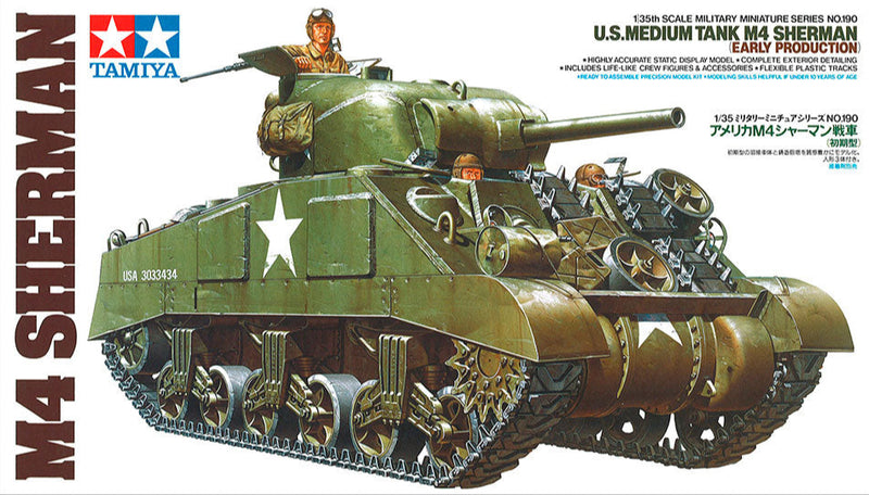 1/35 U.S. Medium Tank M4 Sherman Early Production (Tamiya 1/35 Military Miniature Series 190)