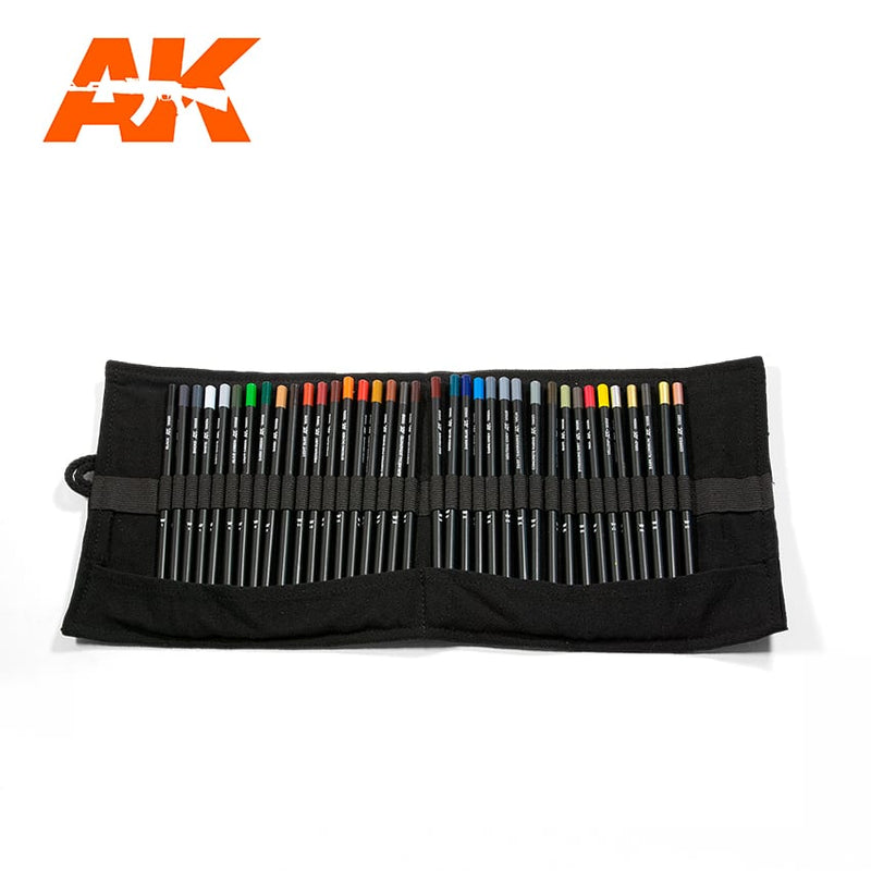AK Interactive Weathering Pencils - AK10048 Full Range Cloth Case (All 37 Waterpencil Colors)