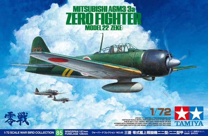 1/72 Mitsubishi A6M3/3a Zero Fighter Model 22 [Zeke] (Tamiya War Bird Collection No.85)