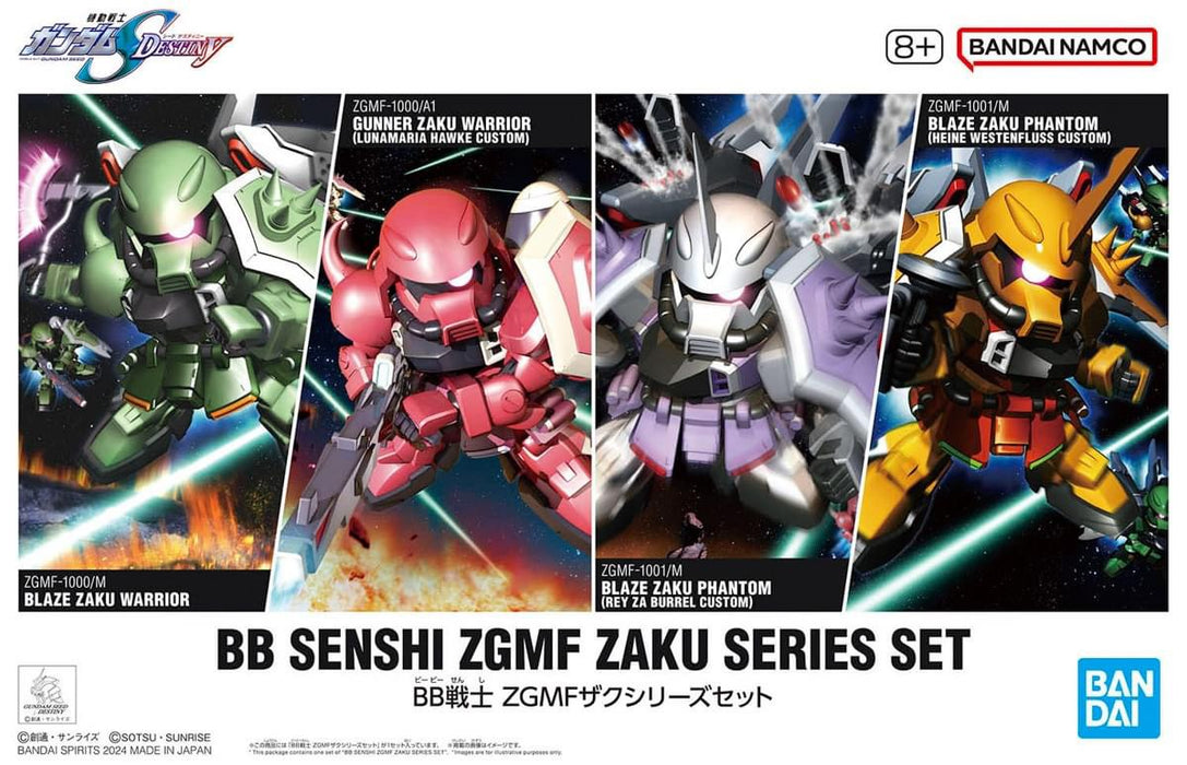 [Pre-order, ETA 2024 Q4 / 2025 Q1] BB Senshi ZGMF Zaku Series Set (SD Gundam)