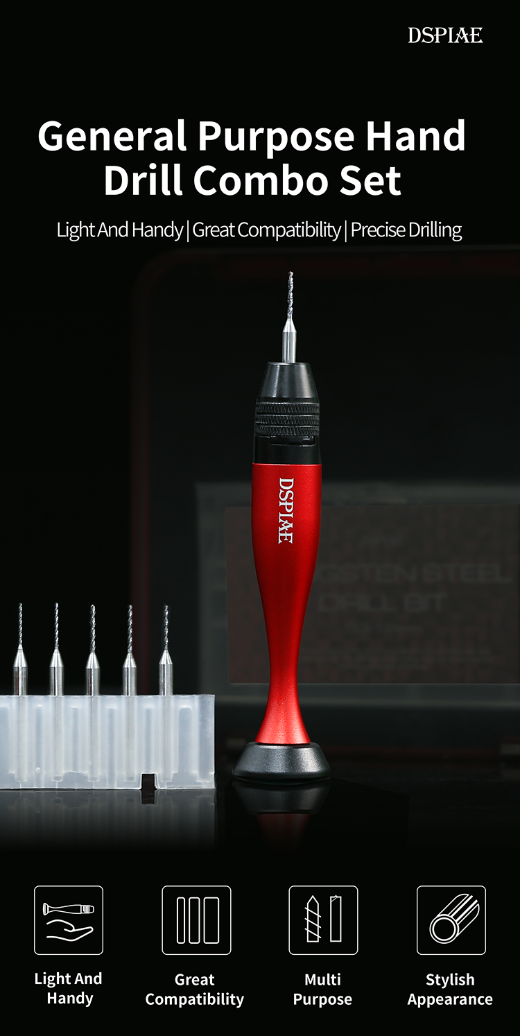 Dspiae General Purpose Chuck Hand Drill Set (AT-VHDS)