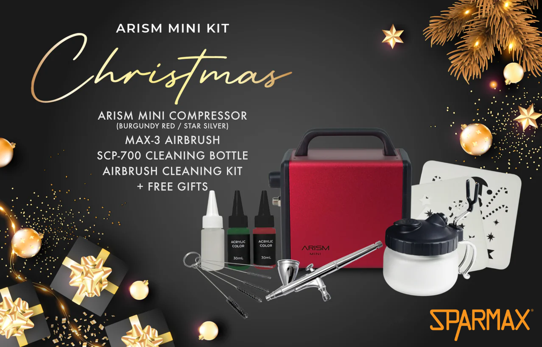 Sparmax ARISM MINI Compressor + MAX-3 Airbrush Painting Kit - Christmas Edition