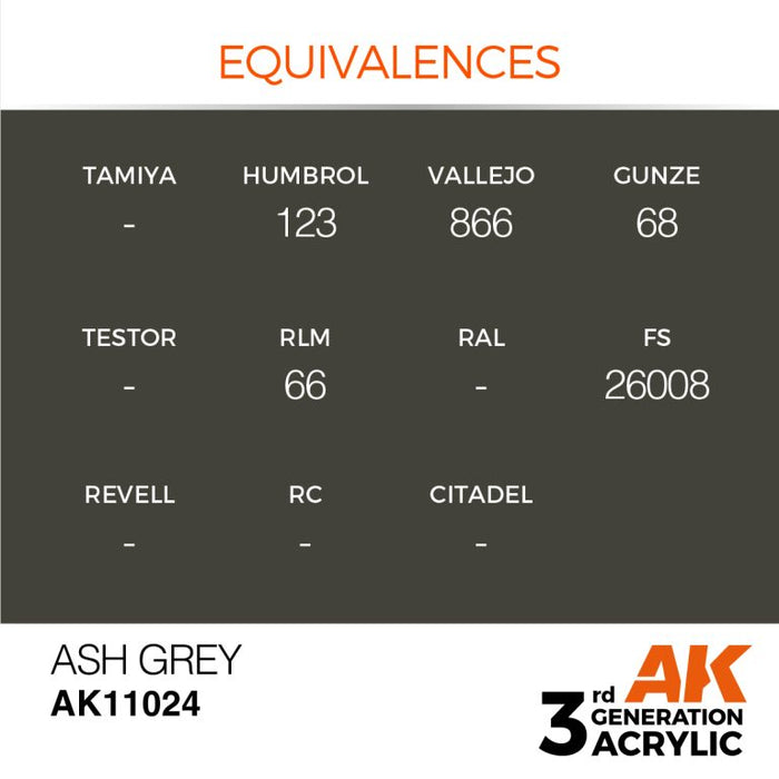 AK Interactive AK11024 3rd Gen Acrylic Ash Grey 17ml