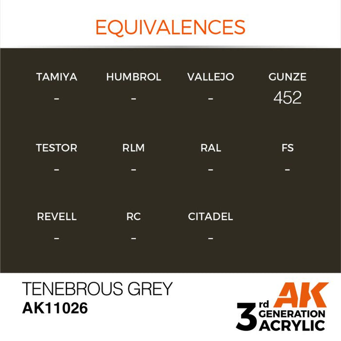 AK Interactive AK11026 3rd Gen Acrylic Tenebrous Grey 17ml