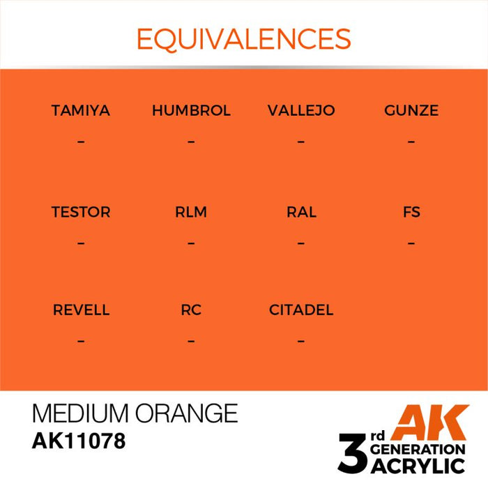 AK Interactive AK11078 3rd Gen Acrylic Medium Orange 17ml
