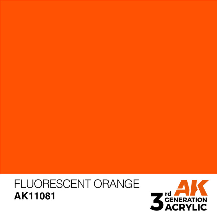 AK Interactive AK11081 3rd Gen Acrylic Fluorescent Orange 17ml