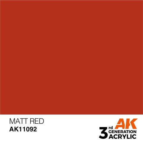 AK Interactive AK11092 3rd Gen Acrylic Matt Red 17ml