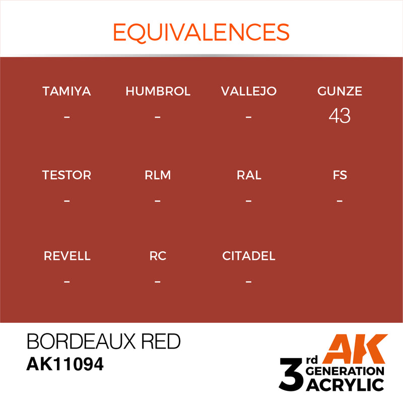 AK Interactive AK11094 3rd Gen Acrylic Bordeaux Red 17ml