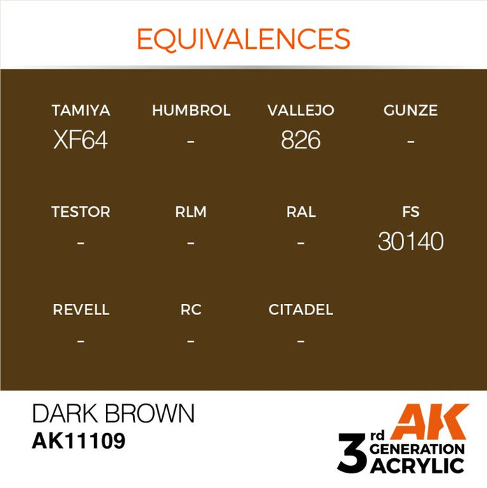AK Interactive AK11109 3rd Gen Acrylic Dark Brown 17ml