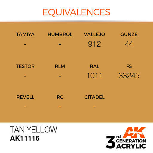 AK Interactive AK11116 3rd Gen Acrylic Tan Yellow 17ml