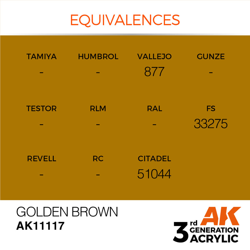 AK Interactive AK11117 3rd Gen Acrylic Golden Brown 17ml