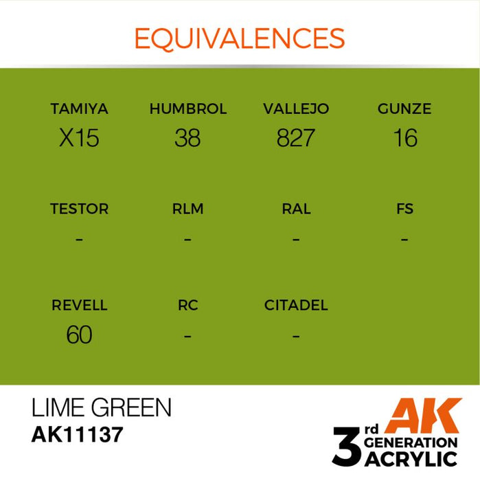 AK Interactive AK11137 3rd Gen Acrylic Lime Green 17ml
