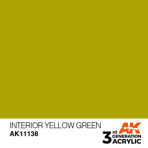 AK Interactive AK11138 3rd Gen Acrylic Interior Yellow Green 17ml