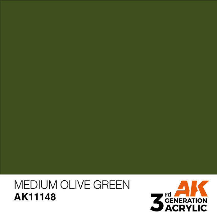 AK Interactive AK11148 3rd Gen Acrylic Medium Olive Green 17ml