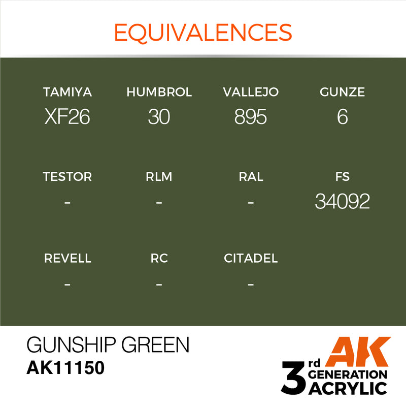 AK Interactive AK11150 3rd Gen Acrylic Gunship Green 17ml