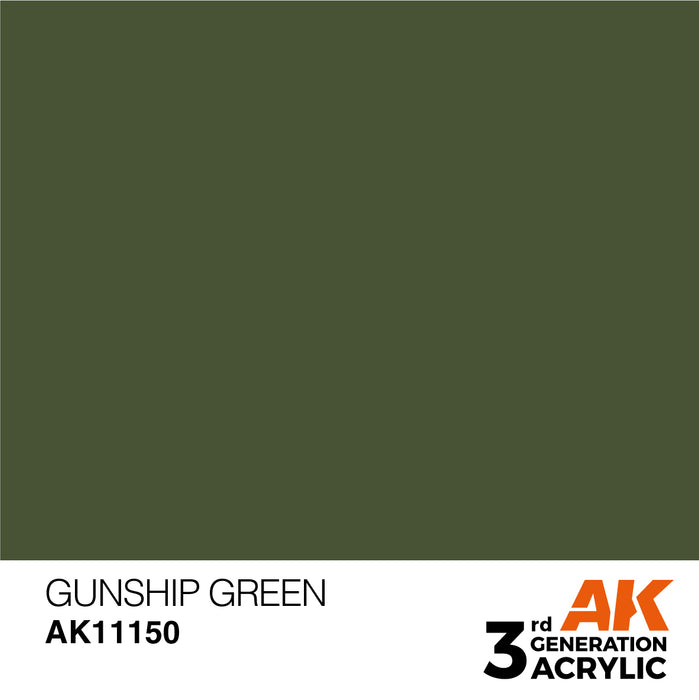 AK Interactive AK11150 3rd Gen Acrylic Gunship Green 17ml