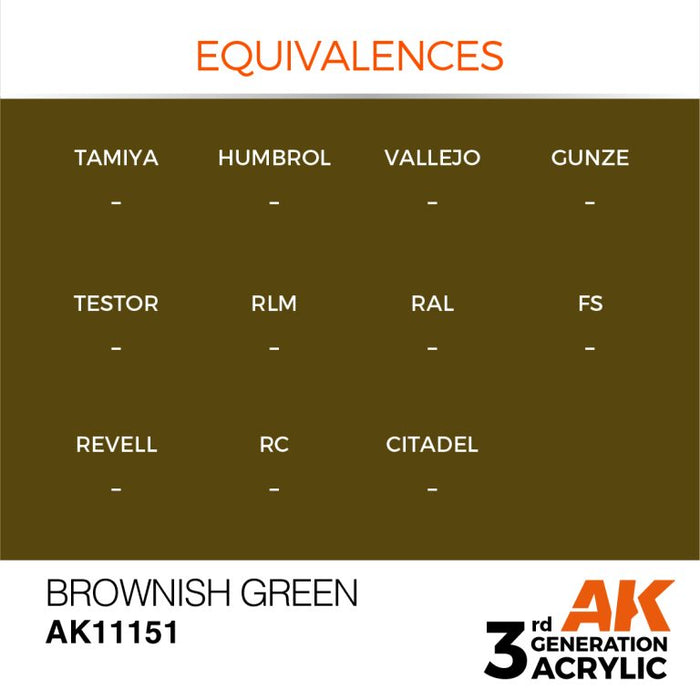 AK Interactive AK11151 3rd Gen Acrylic Brownish Green 17ml