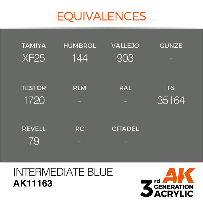 AK Interactive AK11163 3rd Gen Acrylic Intermediate Blue 17ml