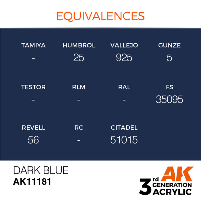 AK Interactive AK11181 3rd Gen Acrylic Dark Blue 17ml
