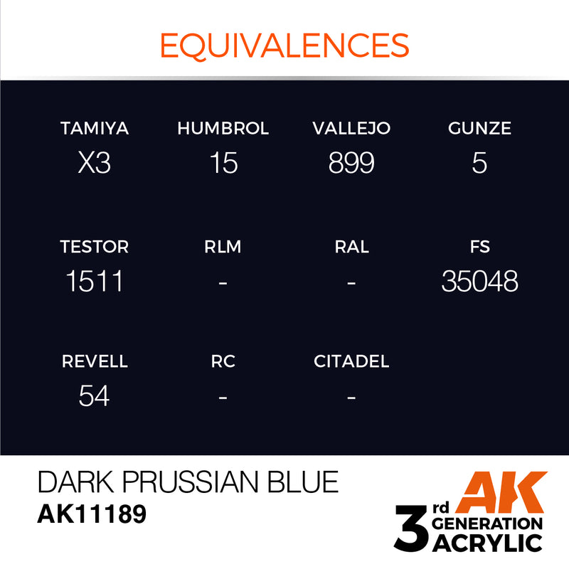 AK Interactive AK11189 3rd Gen Acrylic Dark Prussian Blue 17ml