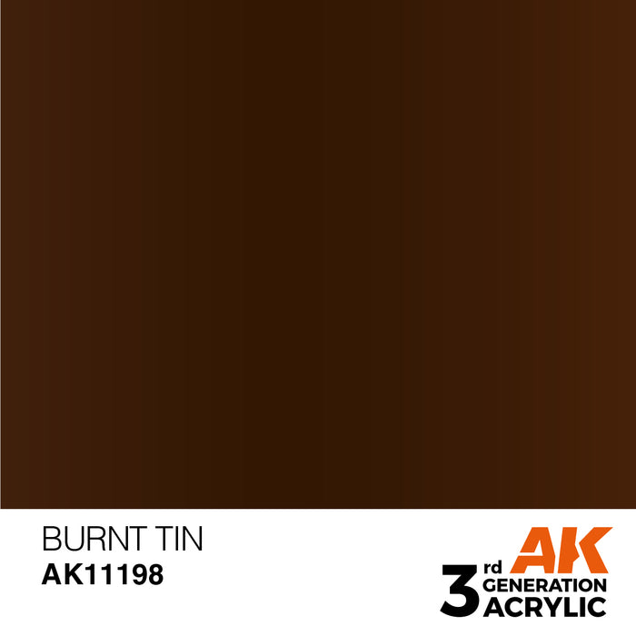 AK Interactive AK11198 3rd Gen Acrylic Burnt Tin 17ml