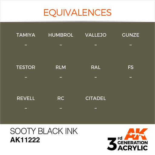 AK Interactive AK11222 3rd Gen Acrylic Sooty Black INK 17ml