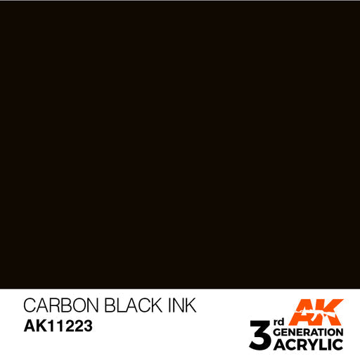 AK Interactive AK11223 3rd Gen Acrylic Carbon Black INK 17ml