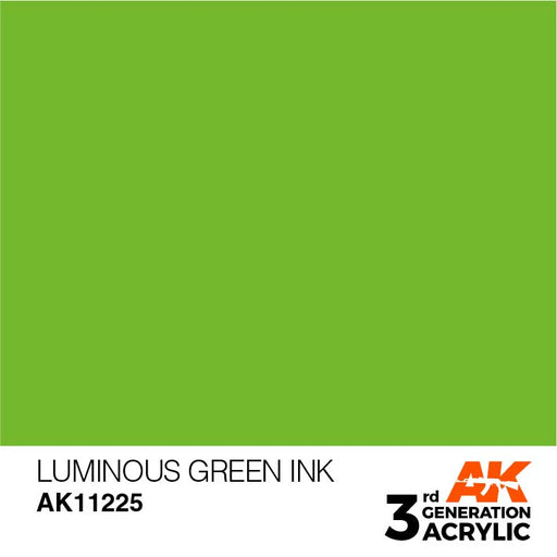 AK Interactive AK11225 3rd Gen Acrylic Luminous Green INK 17ml