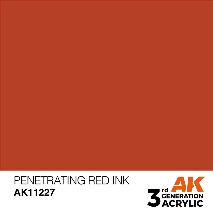 AK Interactive AK11227 3rd Gen Acrylic Penetrating Red INK 17ml