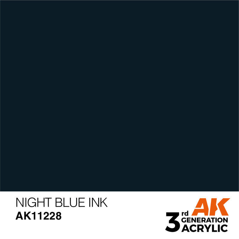 AK Interactive AK11228 3rd Gen Acrylic Night Blue INK 17ml
