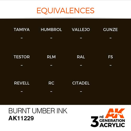 AK Interactive AK11229 3rd Gen Acrylic Burnt Umber INK 17ml