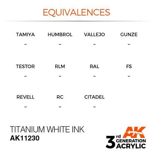 AK Interactive AK11230 3rd Gen Acrylic Titanium White INK 17ml