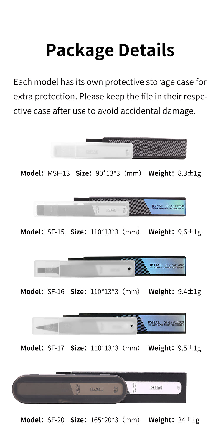 Dspiae Siren-glass Mirror Polishing File (MSF-13, SF-15, SF-16, SF-17, SF-20)