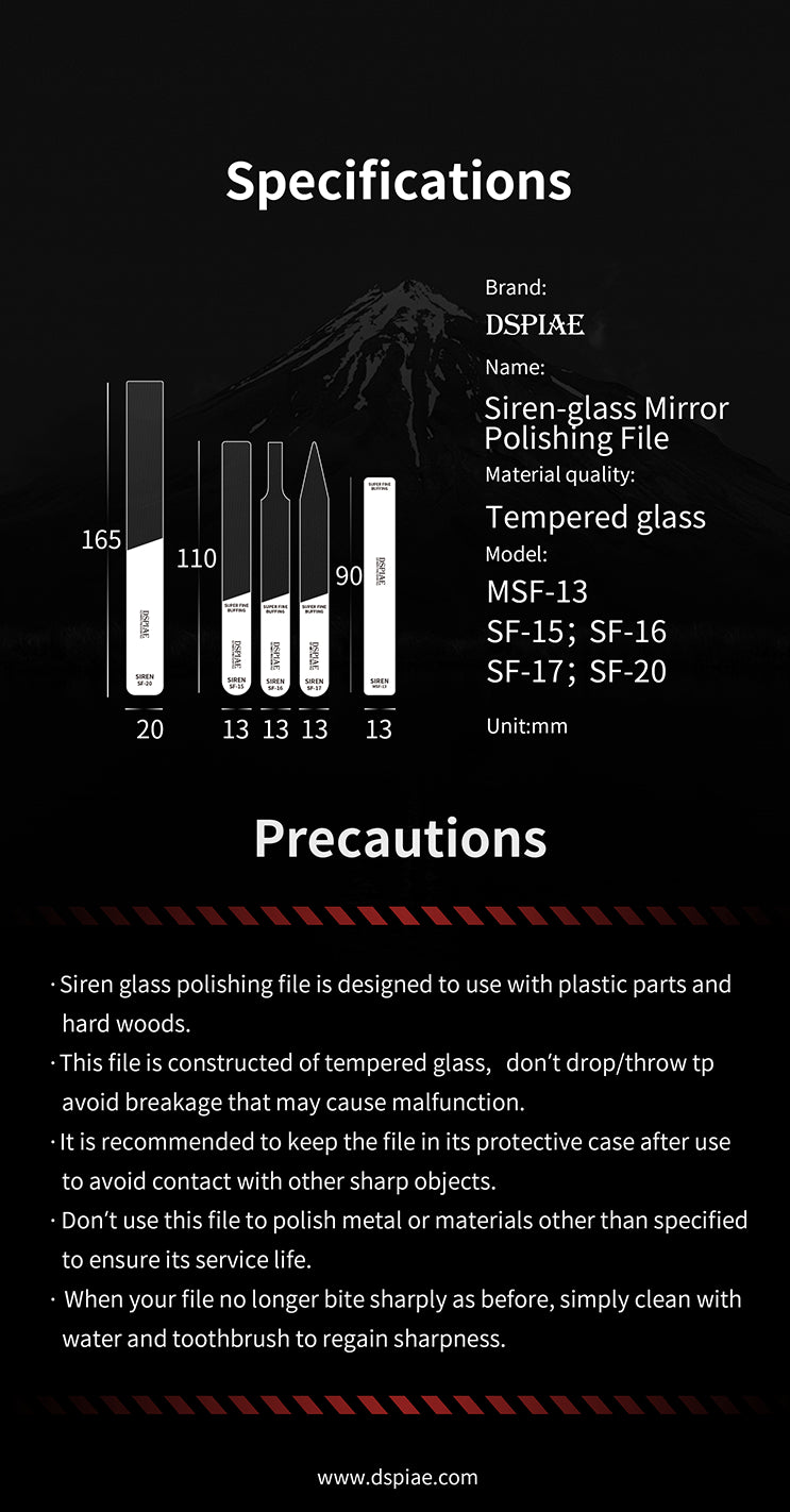 Dspiae Siren-glass Mirror Polishing File (MSF-13, SF-15, SF-16, SF-17, SF-20)